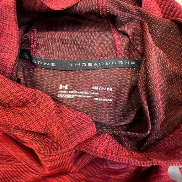 Hooded sweatshirt Under Armour UA THREADBORNE Fitted Dark Red S Heat Gear - Picture 3 of 4